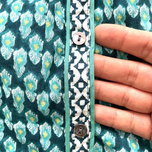 Sundance Stories Be Told Green Southwest Print Easy Button Up Shirt Top - Picture 5 of 14